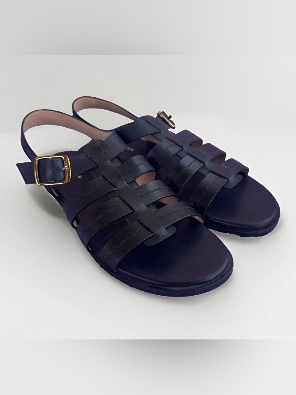 Cole Haan Flynn Fisherman Sandals Womens 10B Black Leather Strappy Comfort